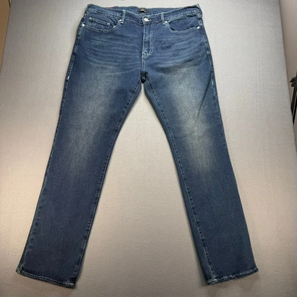 True Religion Jeans Mens 38 Blue Ricky Relaxed Straight Dark Wash Stretch NWT